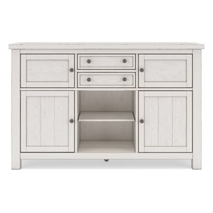 Bowery Hill Antique White Dining Server with 4 Cabinets and 2 Drawers