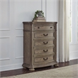 Bowery Hill Light Brown 5-Drawer Chest with Serpentine Curves
