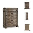 Bowery Hill Light Brown 5-Drawer Chest with Serpentine Curves