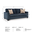 Bowery Hill Blue Queen Sofa Sleeper with Memory Foam Mattress