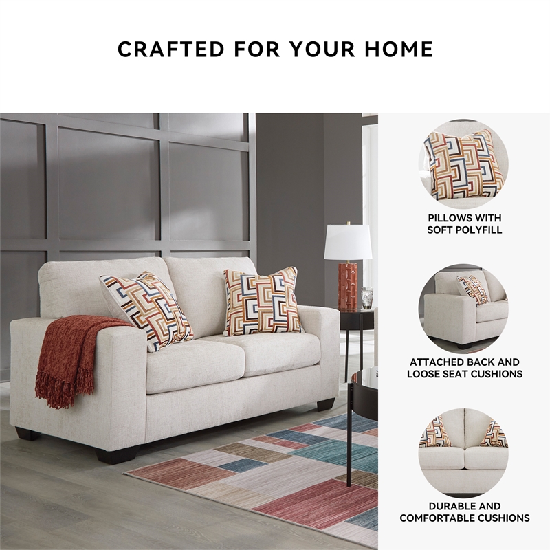 Bowery Hill Stone Polyester Loveseat with Eclectic Accent Pillows