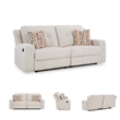 Bowery Hill Beige Reclining Sofa with Tufted Back and Pull Tab