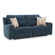 Bowery Hill Blue Reclining Sofa with Tufted Back and Pull Tab
