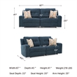Bowery Hill Blue Reclining Sofa with Tufted Back and Pull Tab