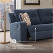 Bowery Hill Blue Reclining Sofa with Tufted Back and Pull Tab
