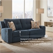 Bowery Hill Blue Reclining Sofa with Tufted Back and Pull Tab