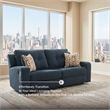 Bowery Hill Blue Reclining Sofa with Tufted Back and Pull Tab
