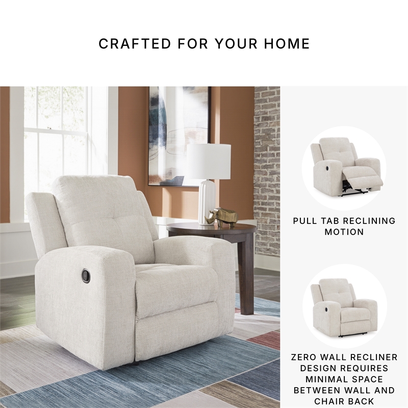 Bowery Hill Stone Recliner with Tufted Back and Pull Tab Recline