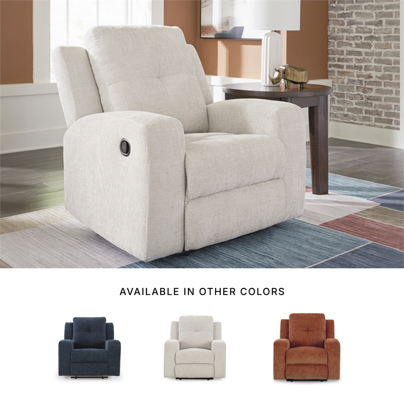 Bowery Hill Stone Recliner with Tufted Back and Pull Tab Recline