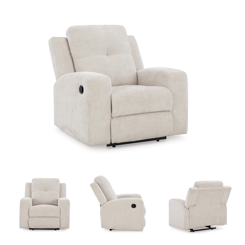 Bowery Hill Stone Recliner with Tufted Back and Pull Tab Recline