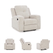 Bowery Hill Stone Recliner with Tufted Back and Pull Tab Recline