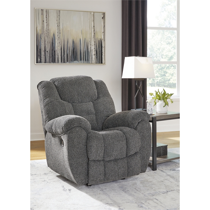 Bowery Hill Charcoal Gray Rocker Recliner with Nuvella Fabric