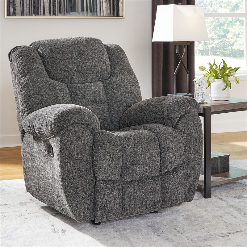 Bowery Hill Charcoal Gray Rocker Recliner with Nuvella Fabric