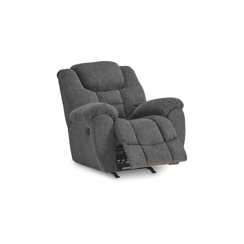 Bowery Hill Charcoal Gray Rocker Recliner with Nuvella Fabric