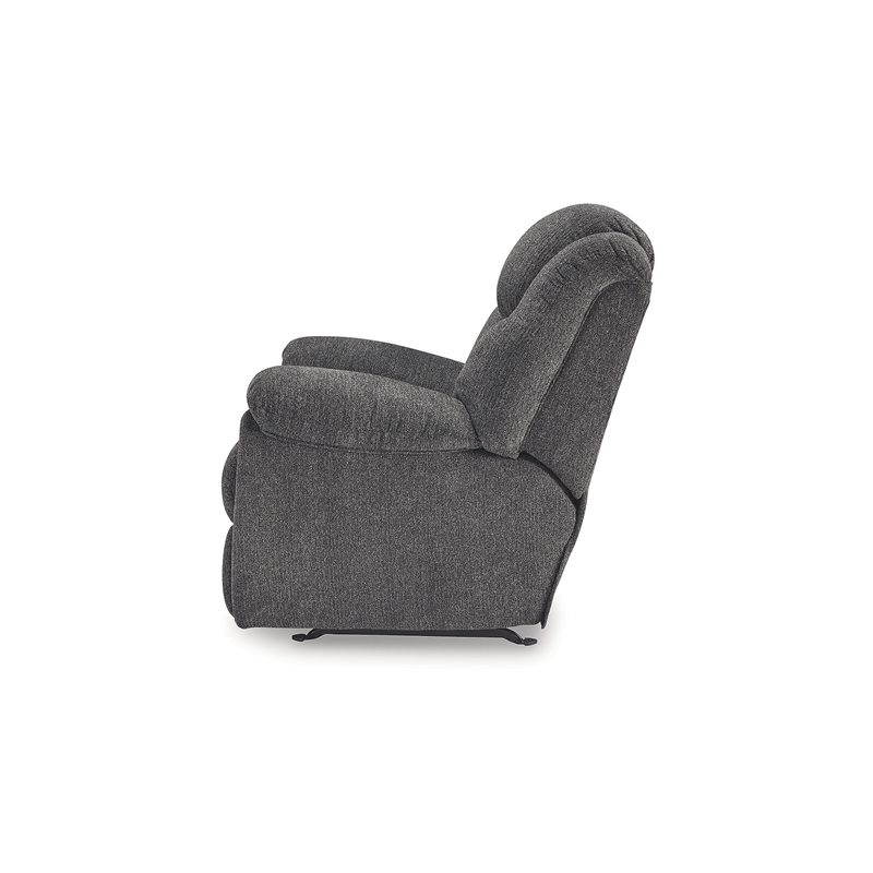 Bowery Hill Charcoal Gray Rocker Recliner with Nuvella Fabric