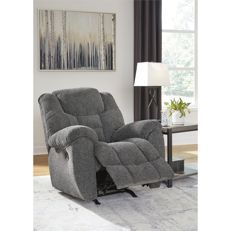 Bowery Hill Charcoal Gray Rocker Recliner with Nuvella Fabric