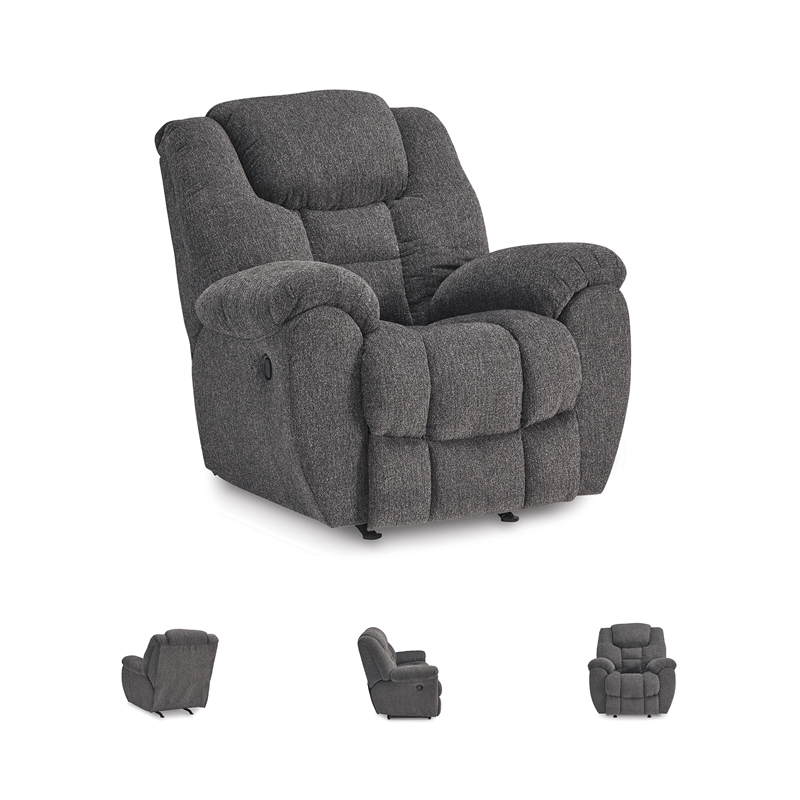 Bowery Hill Charcoal Gray Rocker Recliner with Nuvella Fabric
