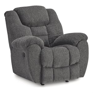 Bowery Hill Charcoal Gray Rocker Recliner with Nuvella Fabric