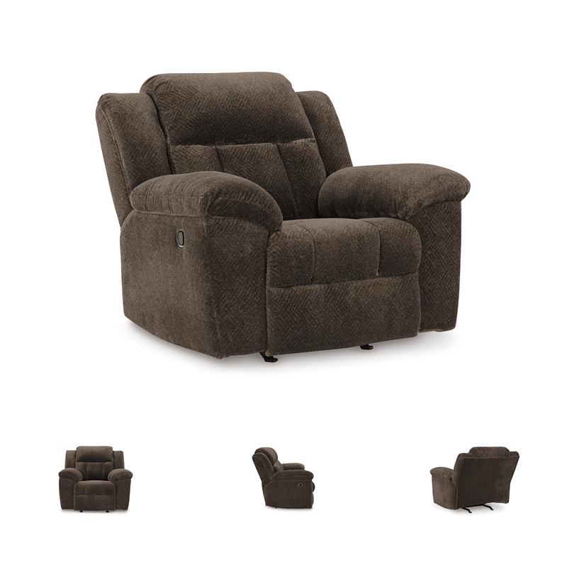 Bowery Hill Chocolate Extra-Spacious Recliner with Pull Tab Recline