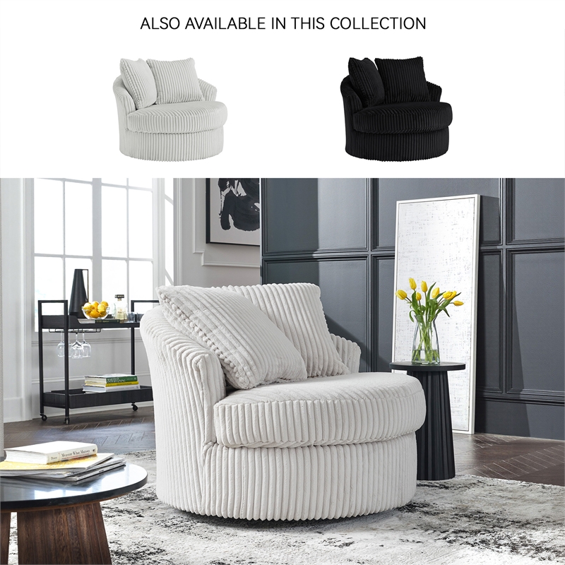 Bowery Hill Alloy Corduroy 360-Degree Swivel Chair with Pillows