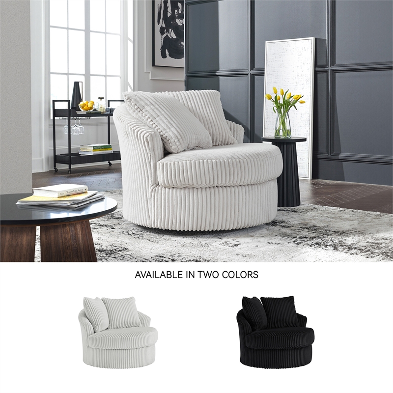 Bowery Hill Alloy Corduroy 360-Degree Swivel Chair with Pillows