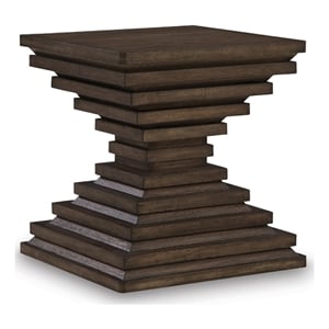 Bowery Hill Warm Brown End Table with Architectural Geometry