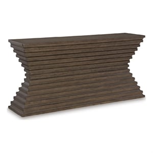 Bowery Hill Brown Sofa Table with Architectural Geometry and Storage
