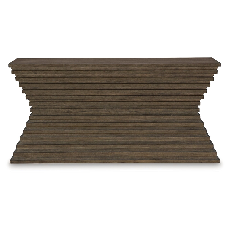 Bowery Hill Brown Sofa Table with Architectural Geometry and Storage