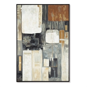 Bowery Hill Framed Hand-Painted Abstract Wall Art in Brown & Gray
