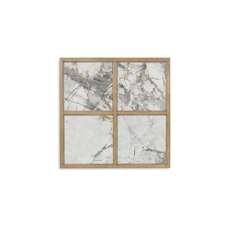 Bowery Hill Coffee Table with Sintered Stone Top in Gray & Off White