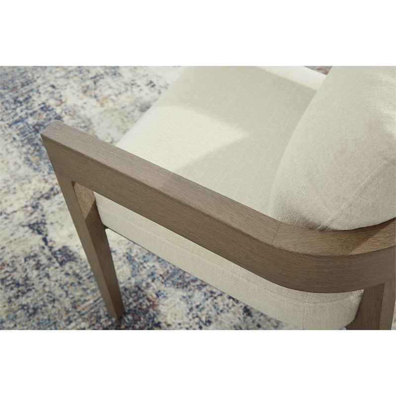 Bowery Hill Set of 2 Brown Outdoor Dining Arm Chairs with Cushions