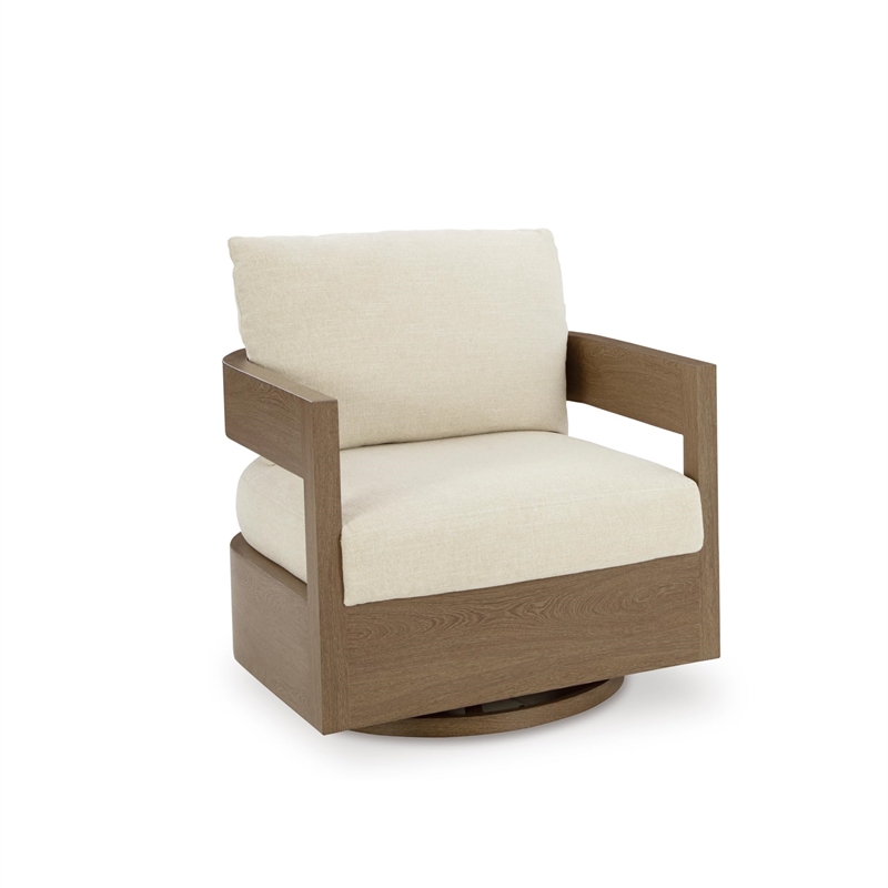 Bowery Hill Brown Outdoor Swivel Glider Chair with Nuvella Cushions