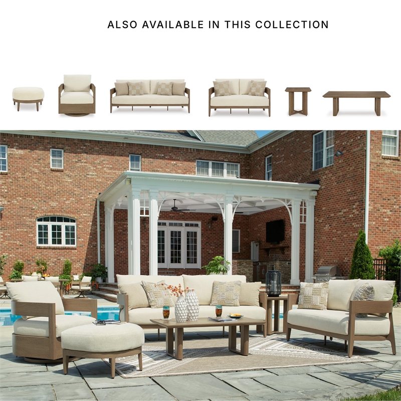 Bowery Hill Brown Outdoor Swivel Glider Chair with Nuvella Cushions