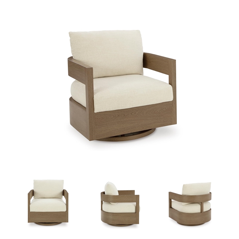 Bowery Hill Brown Outdoor Swivel Glider Chair with Nuvella Cushions