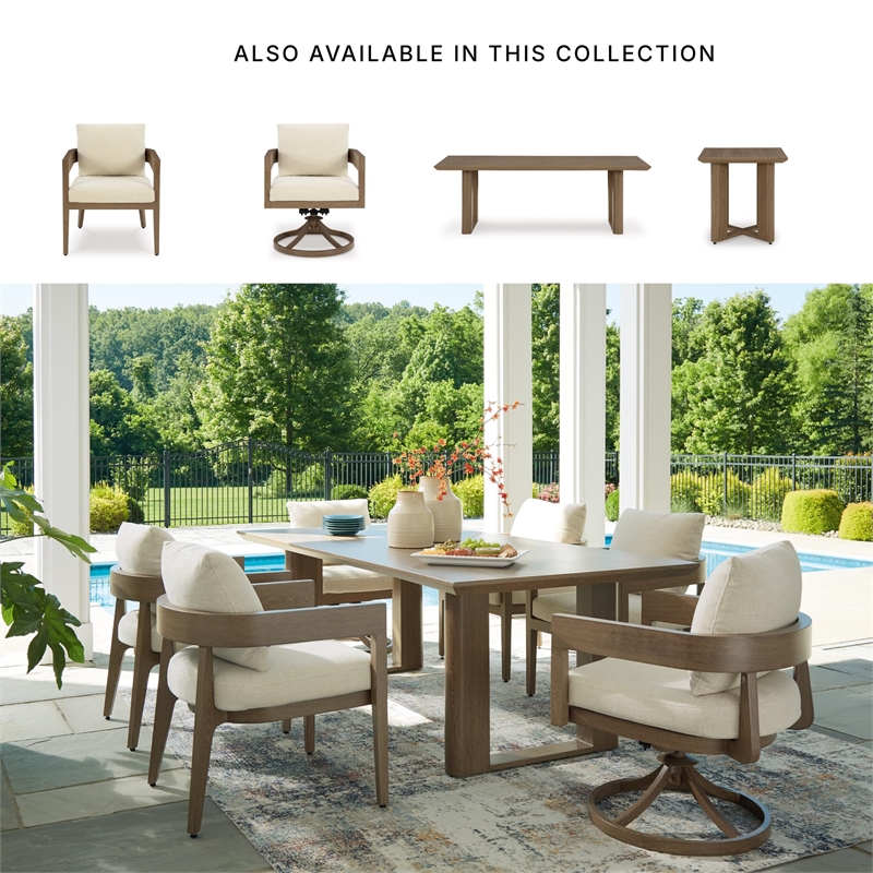 Bowery Hill Set of 2 Outdoor Swivel Dining Chairs with Cushions