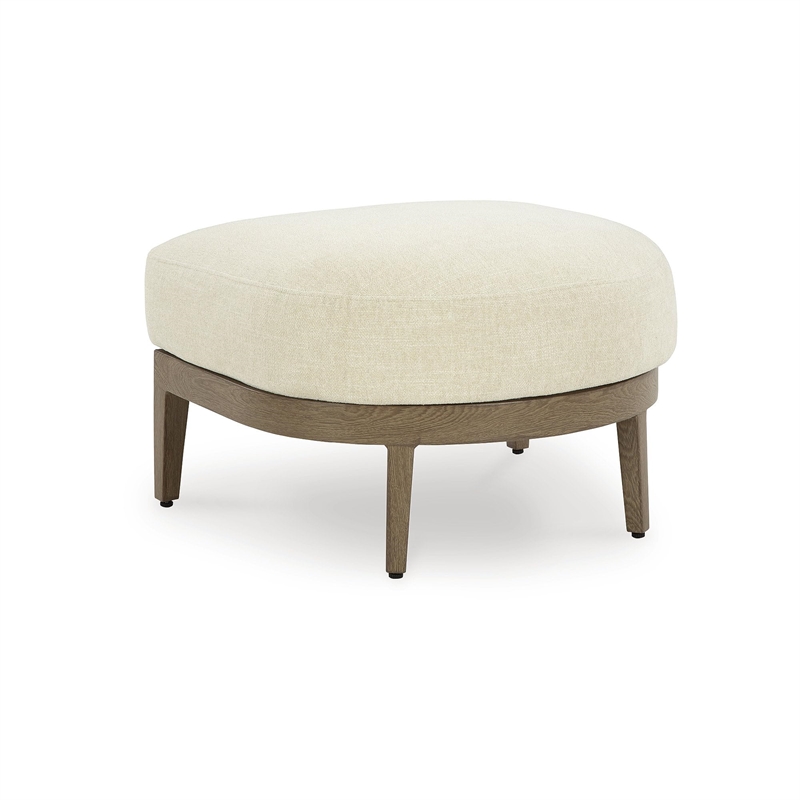 Bowery Hill Dark Brown Outdoor Ottoman with Nuvella Fabric Cushion