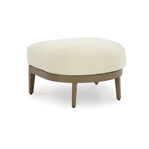 Bowery Hill Dark Brown Outdoor Ottoman with Nuvella Fabric Cushion