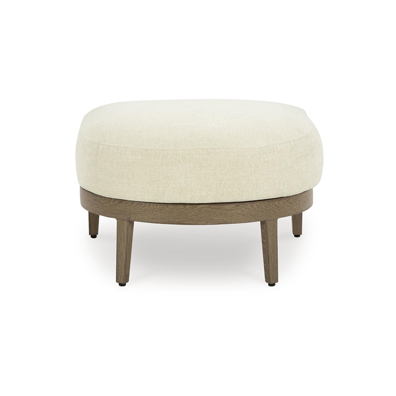 Bowery Hill Dark Brown Outdoor Ottoman with Nuvella Fabric Cushion