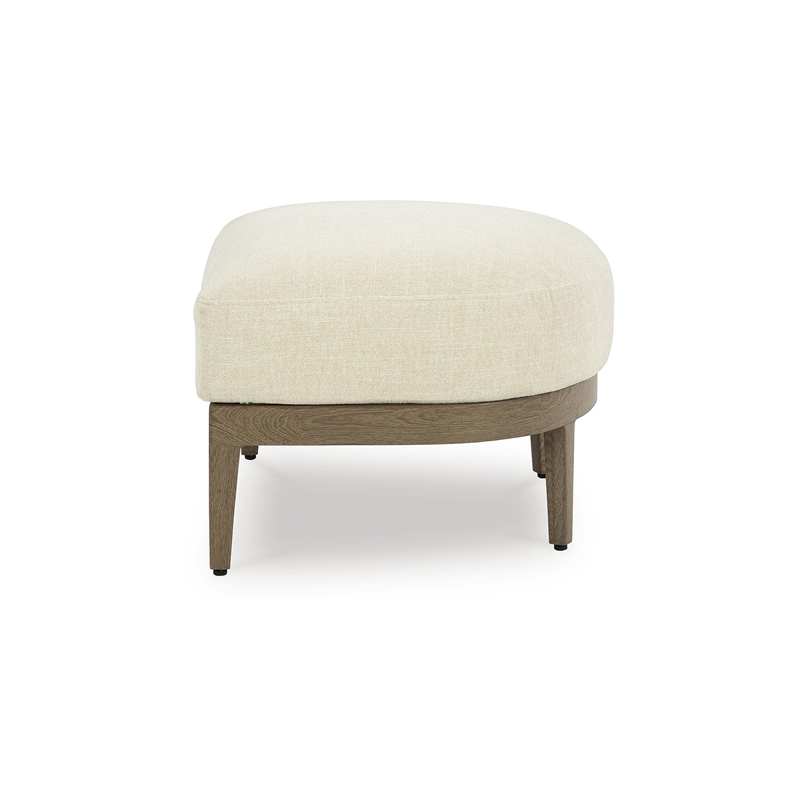 Bowery Hill Dark Brown Outdoor Ottoman with Nuvella Fabric Cushion