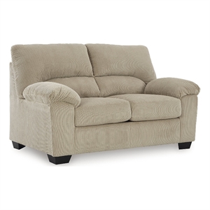 Bowery Hill Sand Corduroy Upholstered Loveseat with Foam Cushions