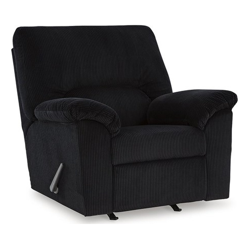 Bowery Hill Onyx Corduroy Rocker Recliner with One-Pull Recline
