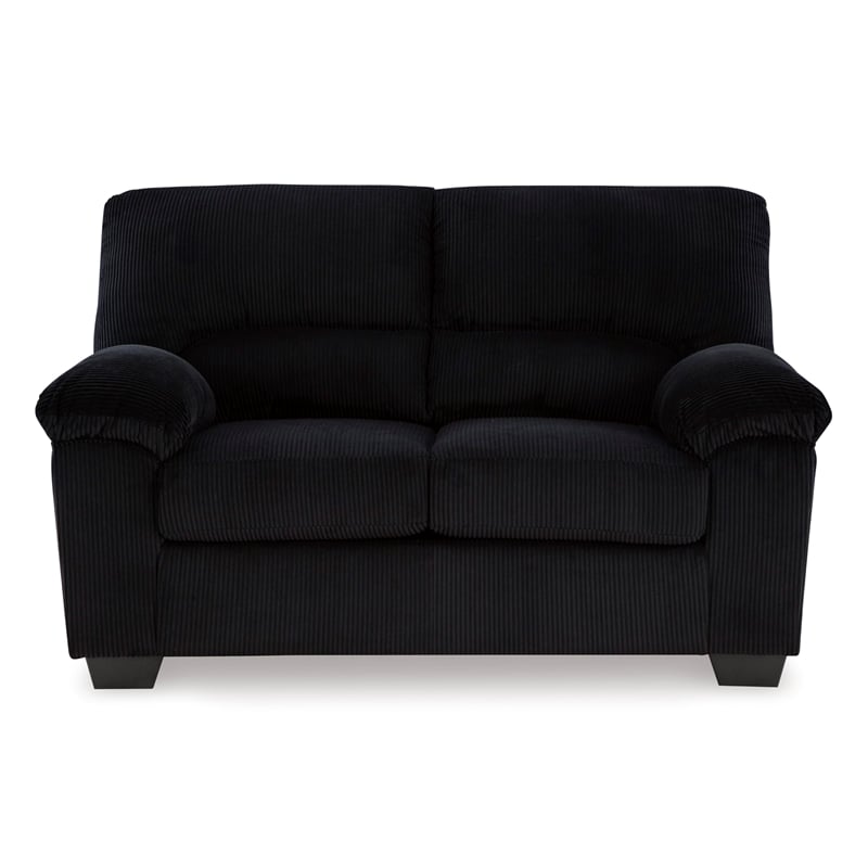 Bowery Hill Onyx Corduroy Upholstered Loveseat with Foam Cushions