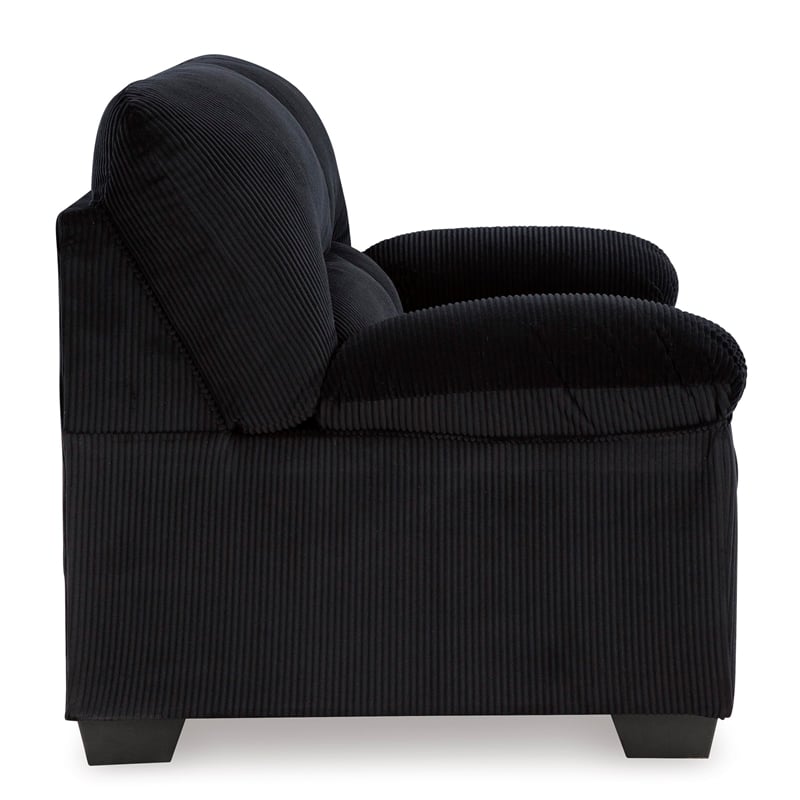 Bowery Hill Onyx Corduroy Upholstered Loveseat with Foam Cushions