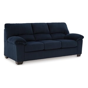 Bowery Hill Corduroy Upholstered Sofa with Foam Cushions in Navy