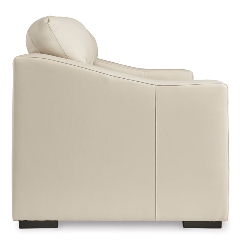 Bowery Hill Almond Leather Loveseat with Low-Profile Accent Legs