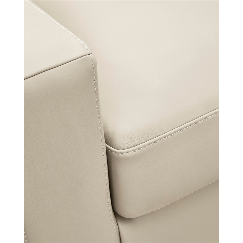Bowery Hill Almond Leather Loveseat with Low-Profile Accent Legs
