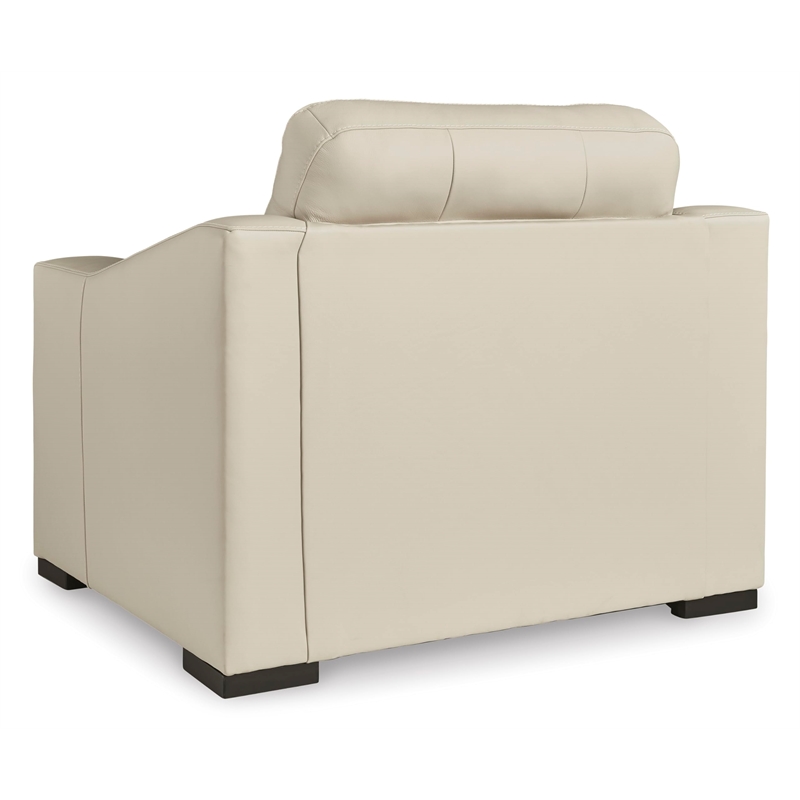 Bowery Hill Almond Leather Oversized Chair with Refined Lines