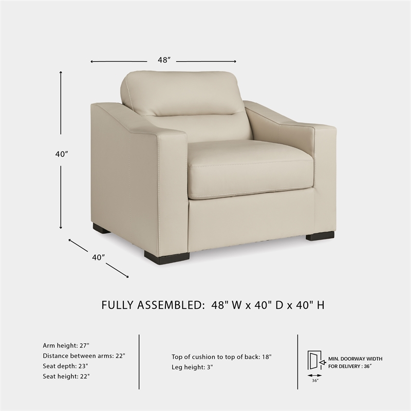 Bowery Hill Almond Leather Oversized Chair with Refined Lines