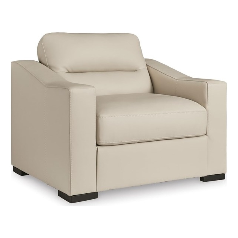 Bowery Hill Almond Leather Oversized Chair with Refined Lines