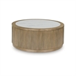 Bowery Hill Light Brown Coffee Table with Faux Marble Top and Reeded Base